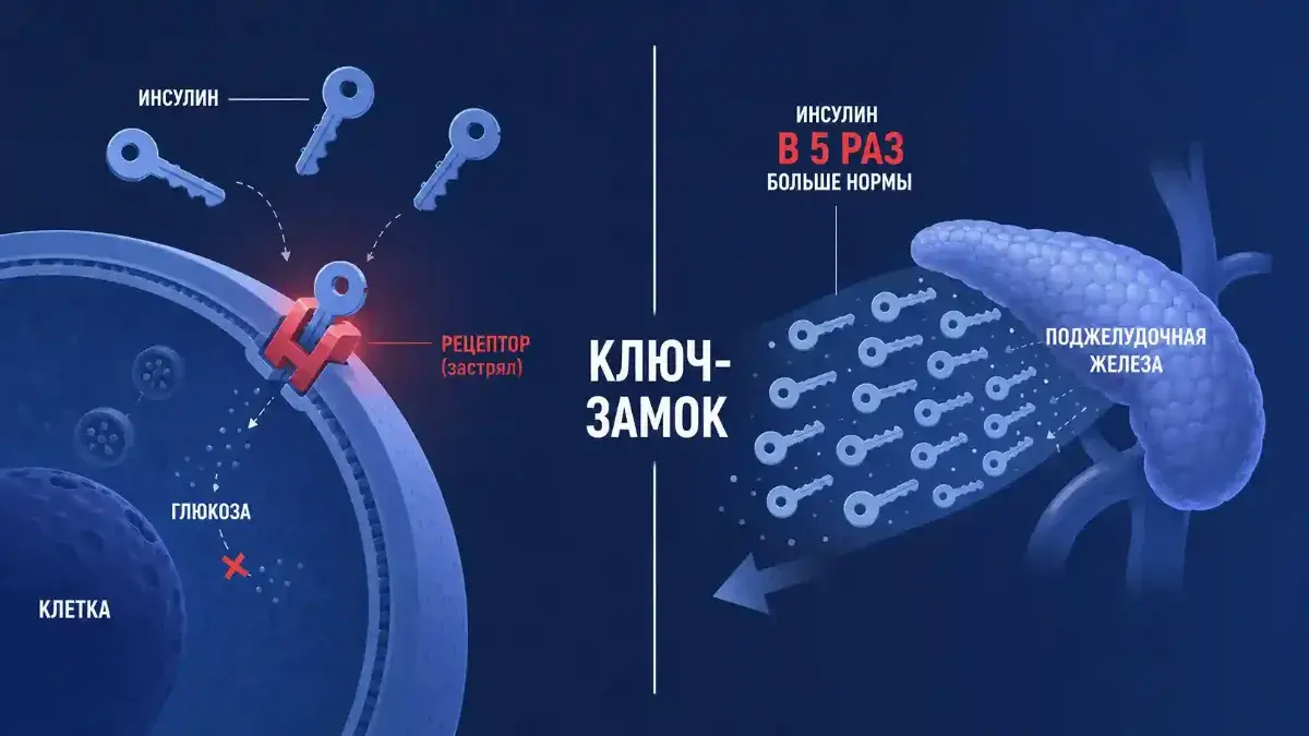 Механизм инсулинорезистентности — схема ключ-замок, kakpohudet.ru