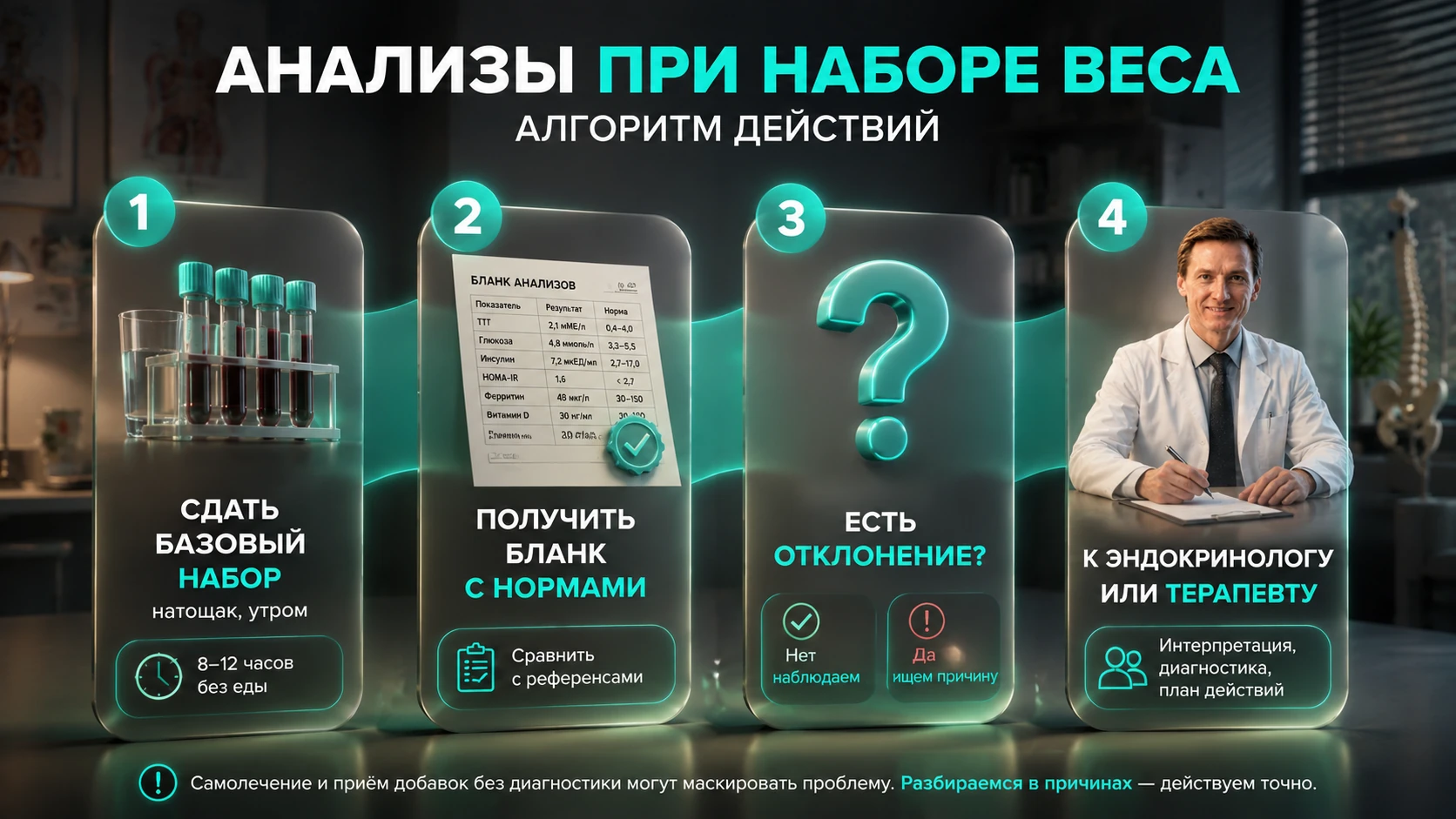 анализы при наборе веса — алгоритм действий