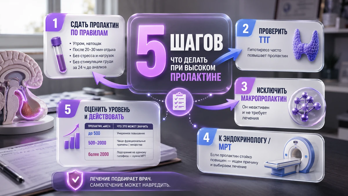 Повышен пролактин — что делать, инфографика, kakpohudet.ru