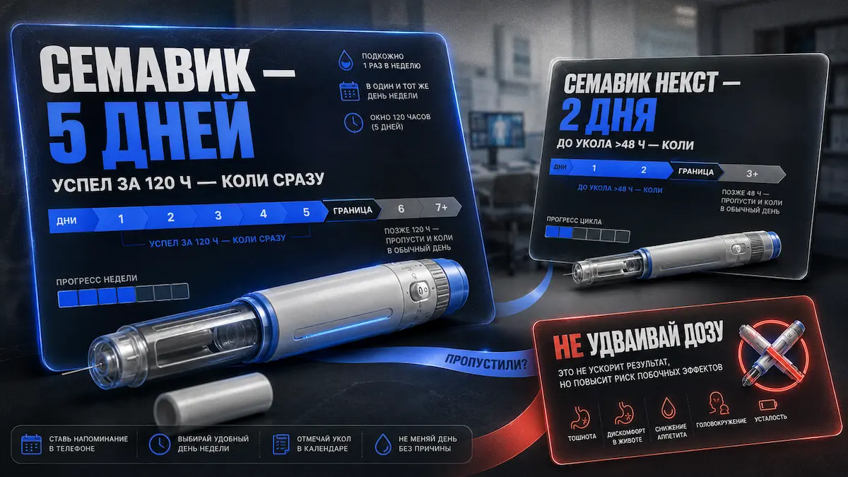 пропустил укол семавика — инфографика по дням, kakpohudet.ru