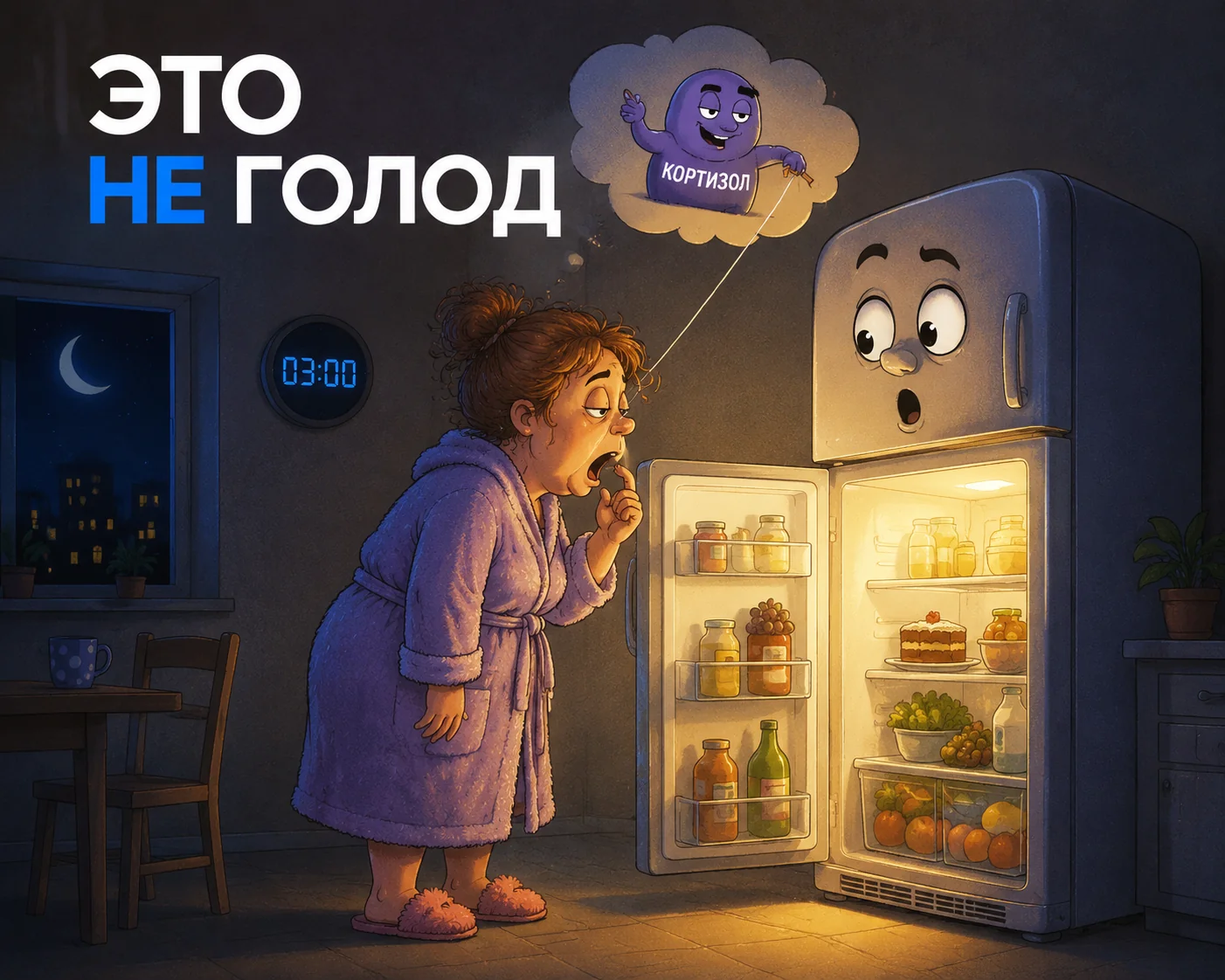 Ночной поход к холодильнику при бессоннице — юмор