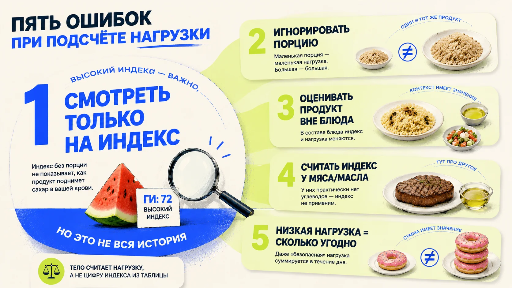 Многоуровневая памятка с пятью частыми ошибками подсчёта индекса и нагрузки