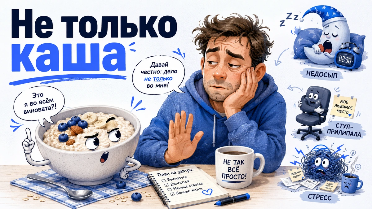 Овсянка спорит с человеком о том, кто виноват в лишнем весе — юмор