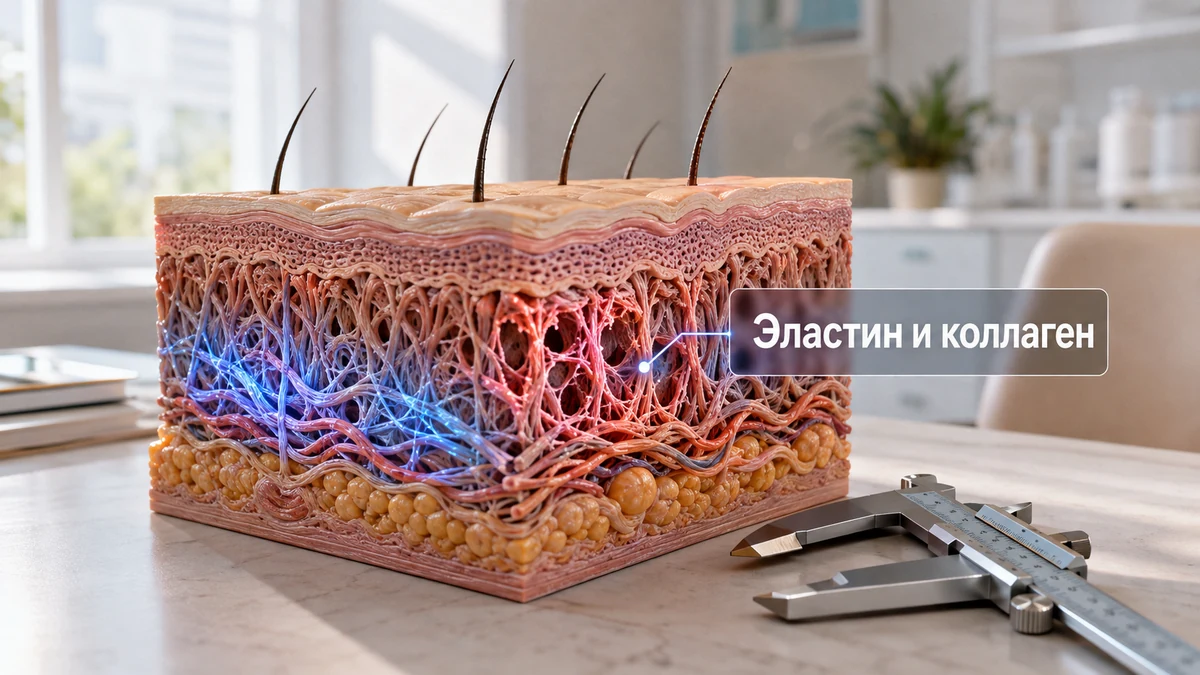 Растянутая кожа и повреждённые эластические волокна после снижения веса