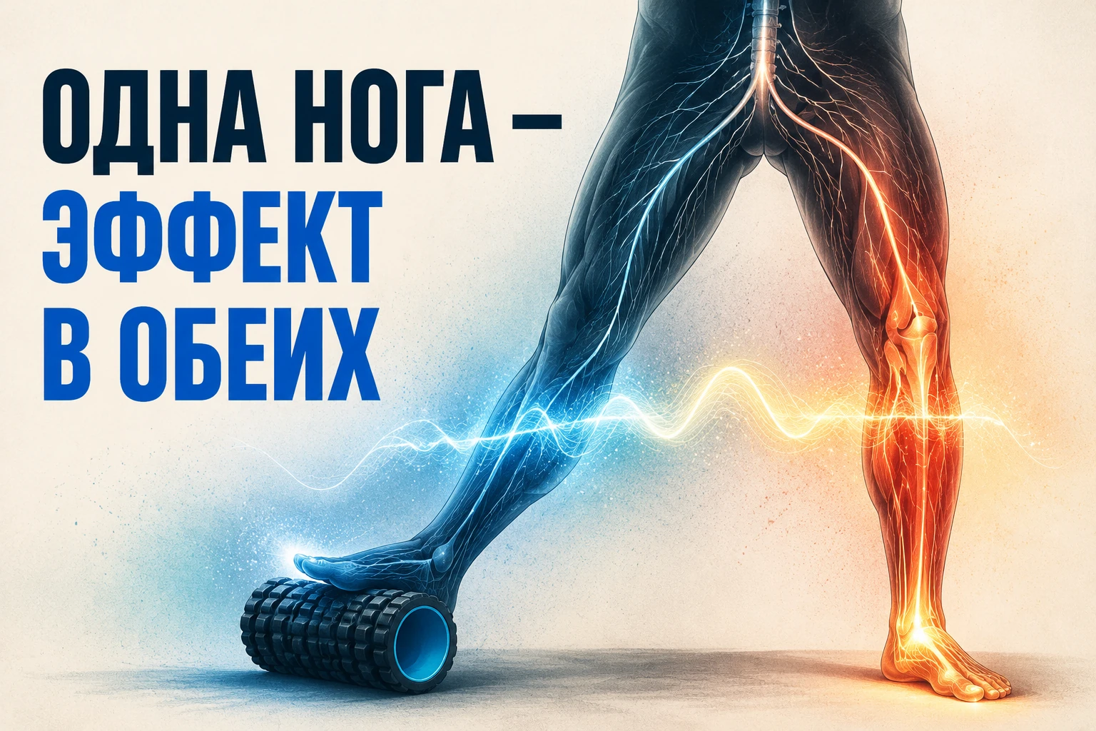воздействие на одну ногу отзывается в другой через нервную систему.