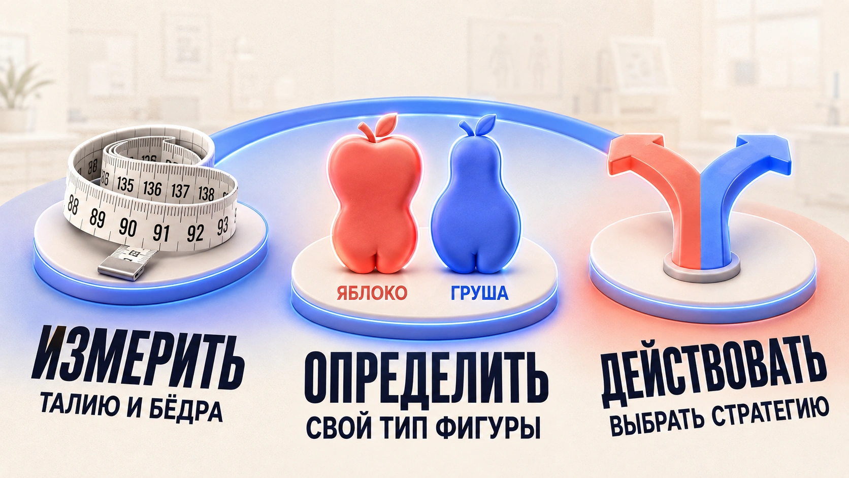 Алгоритм: измерить талию и бёдра, определить тип, выбрать стратегию