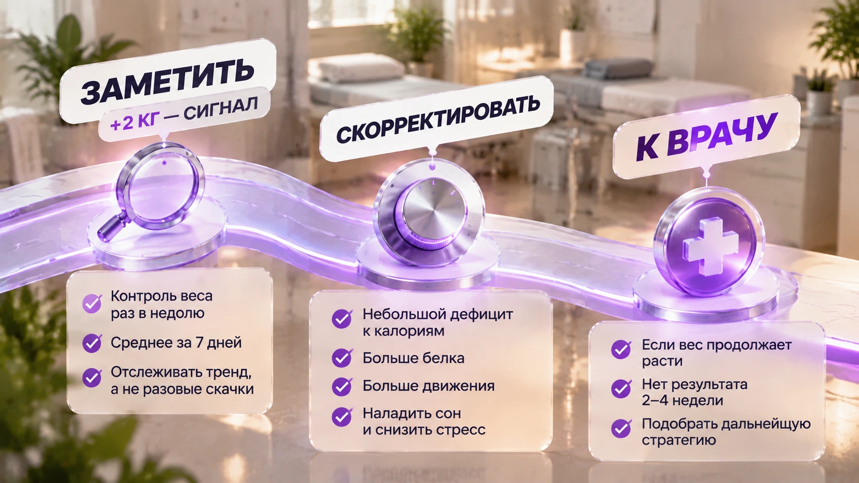 Схема-алгоритм: коридор веса, контрольные точки и действия при наборе