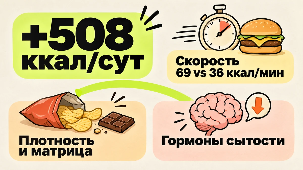 Три механизма переедания: скорость, плотность, гормоны