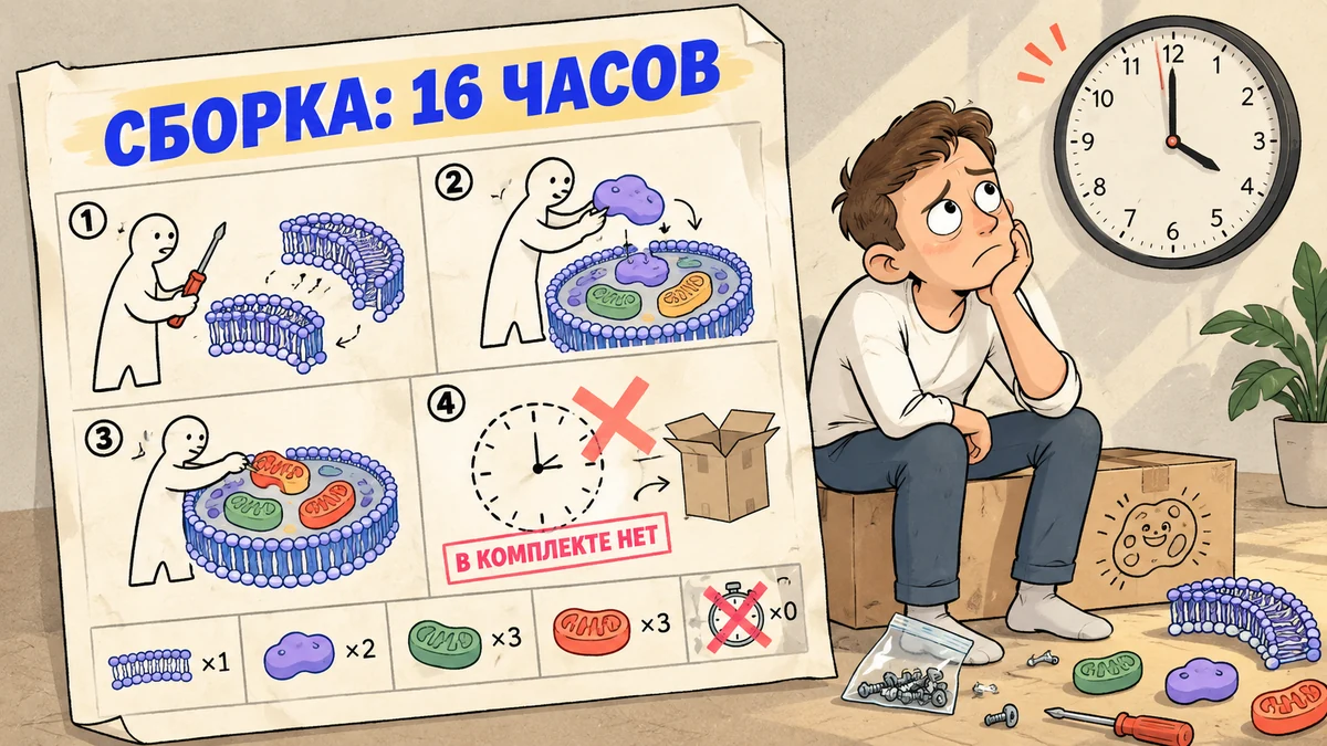Шуточная инструкция по сборке аутофагии за 16 часов с недостающим таймером